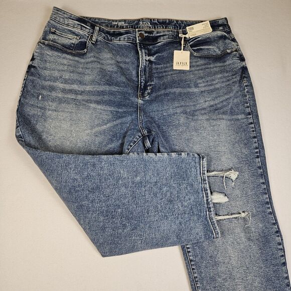 A.N.A Curvy High Rise Distressed Straight Jeans Plus Size 28W Stretch Denim Blue - Picture 13 of 13